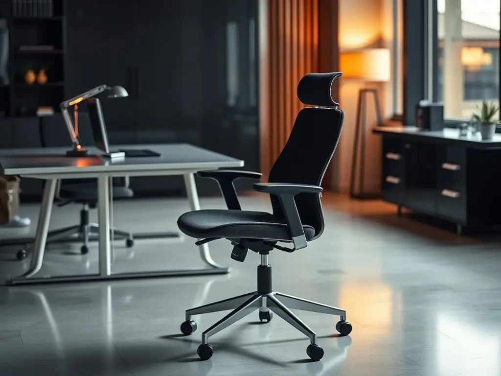 A detailed image of the Executive Leather Chair, highlighting the supple leather upholstery, ergonomic design, and adjustable features for maximum comfort and support.